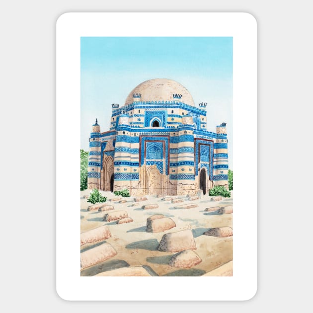 Bibi Jawindi Tomb, Pakistan Sticker by NorrskenArt